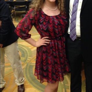 3/4 sleeve chevron printed dress